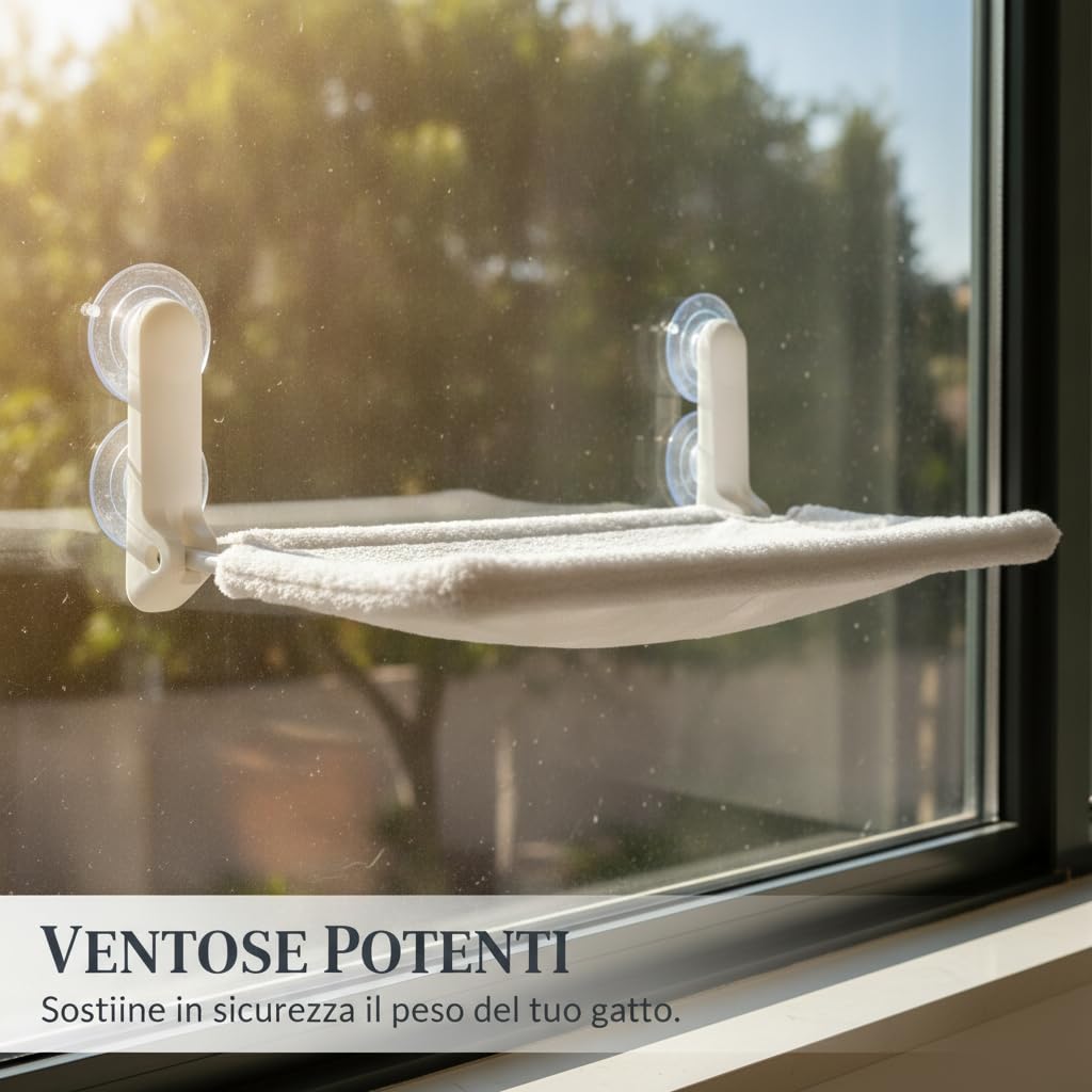 Amaca Sospesa per Gatti con Ventose, 超柔水晶绒-秋冬款【免安装-吸盘固定】, 60 * 30 cm | Piattaforma rialzata, Amaca per animali, Osservazione dall'alto, Per amici dei gatti