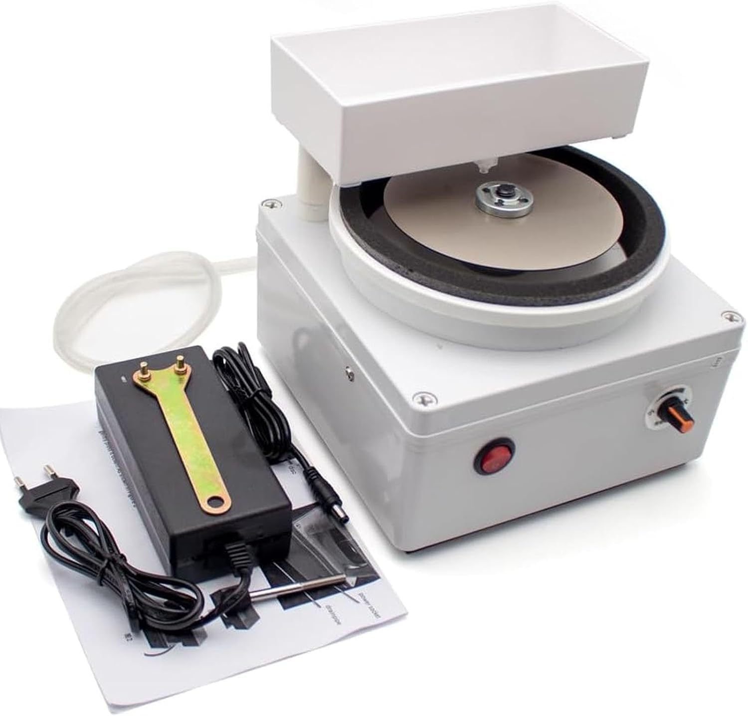 TYH Amoladora Plana Eléctrica, Máquina De Afilado Refrigerada por Agua, Velocidad Variable De 0 A 5000 RPM, Muela Abrasiva De Diamante De 125 Mm, con Depósito De Agua Desmontable