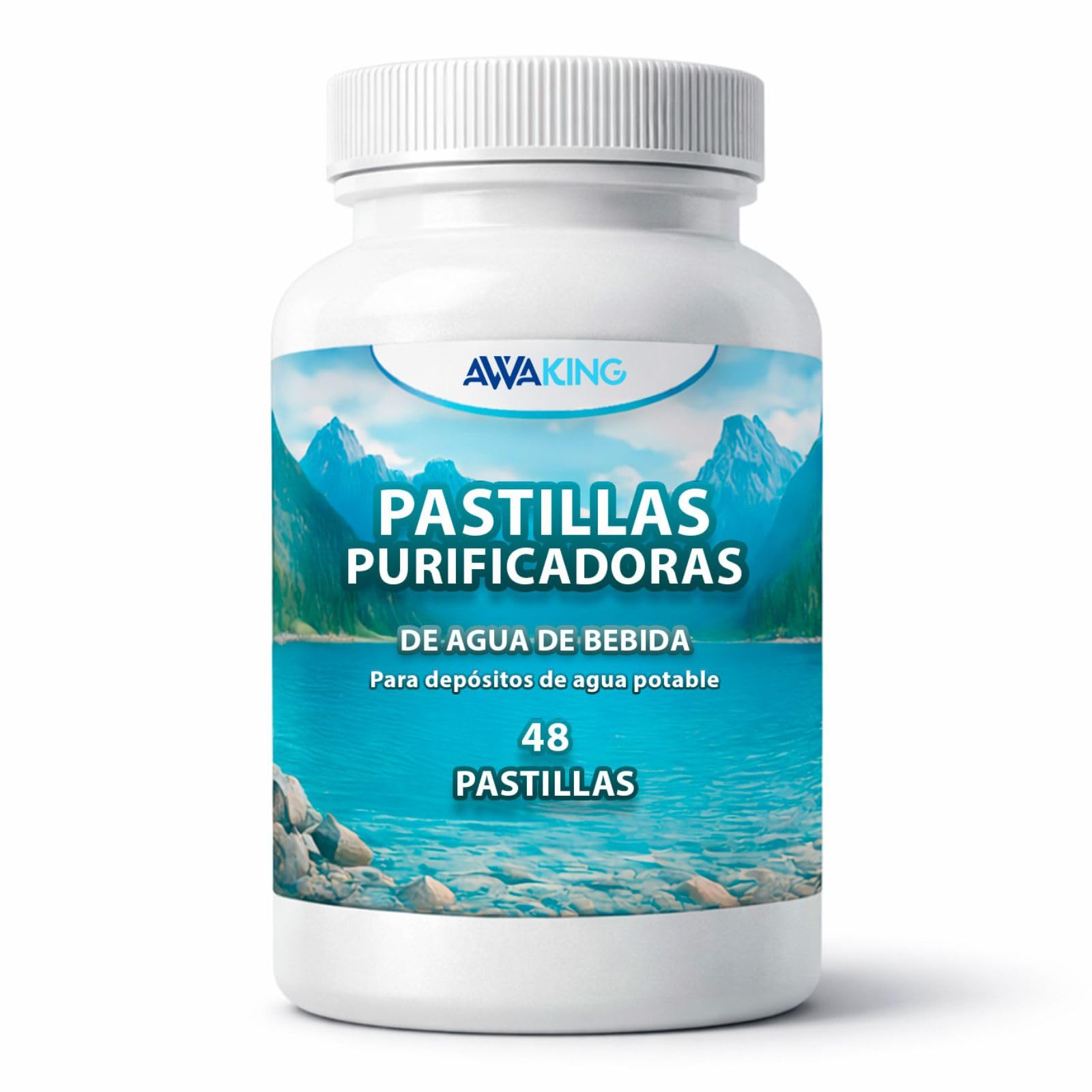 AWAKING Pastillas Potabilizadoras de Agua 48 uds | Tratamiento hasta 9600 Litros | 200L por Pastilla | Ideal para Depósitos, Bidones, Caravanas y Emergencias.