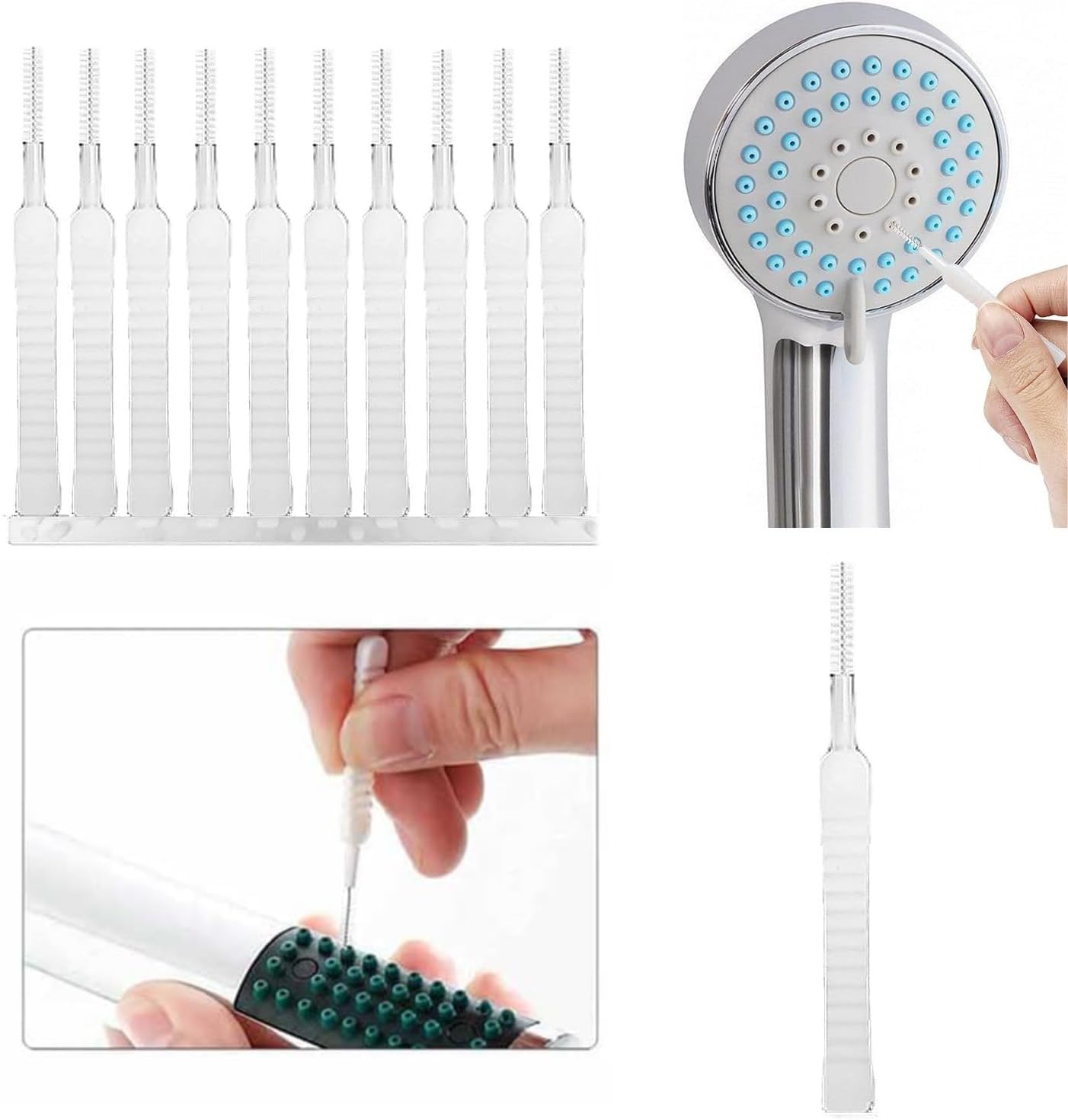 FEORA Shower Nozzle Gap Hole Cleaning Brush Shower Cleaner Pin Brush Shower Head Cleaning Brush Tools Anti Clogging Cleaner Keyboard Mobile Speakers Brush Bathroom Supplies - 10 Pieces-image-30