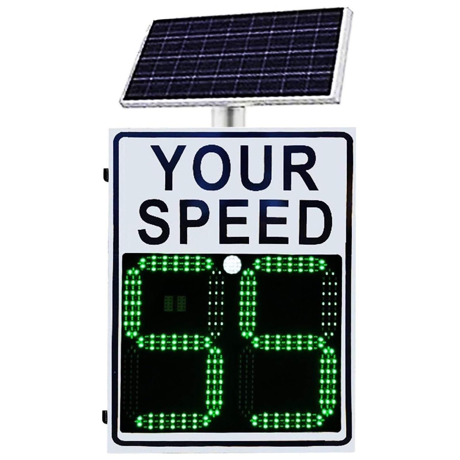 Señal LED de velocidad de radar alimentada por energía solar, banda K de 24 GHz, IP56 impermeable, detección de 300 m para carreteras y vecindarios, 61 x 89 cm