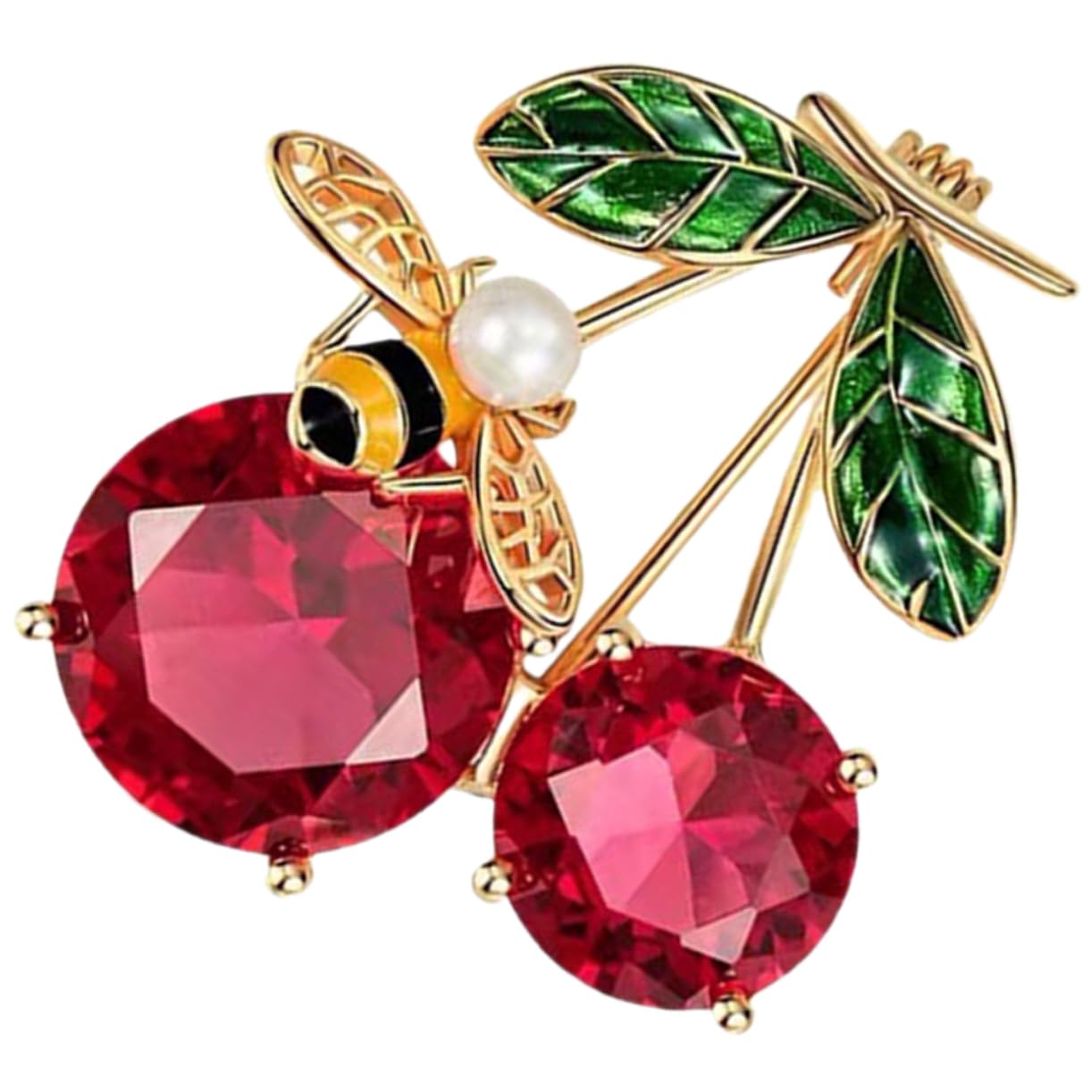 Holibanna Kirschbienen-Brosche für Gold Brosche Blumen Stifte dekorativ Kleidungsverzierung Broschennadel aus Kirsche Kleidung Brosche Kirsche Brosche Kirsche Stift Kupfer