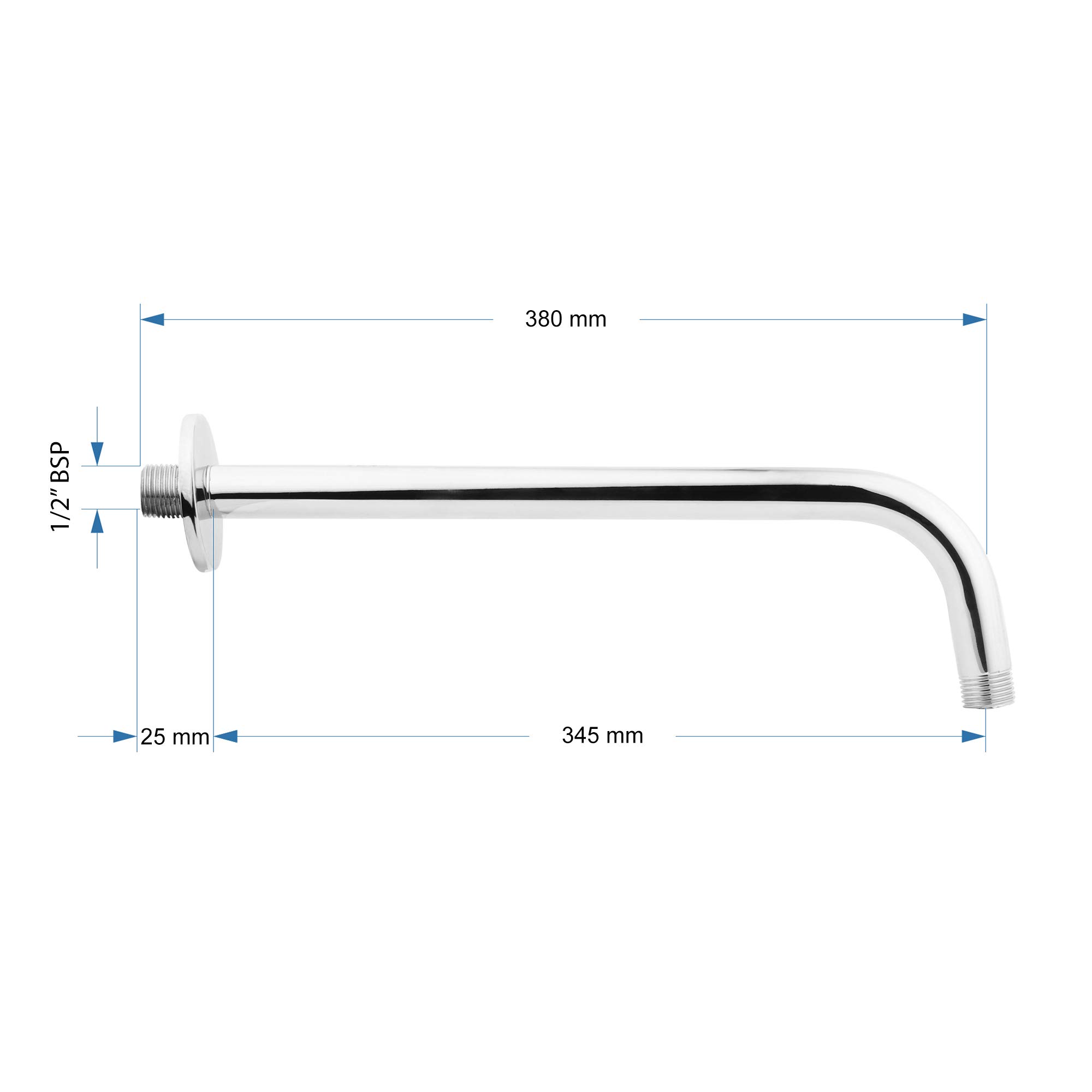 CERA Shower Arm with Wall Flange- Multicolour | 380 mm (15") | Resists Stains | Designed for Modern Bathrooms | Easy Installation | F7040105 2