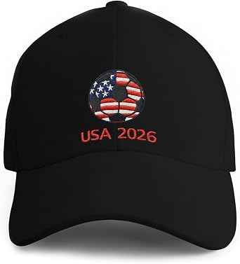 World Cup USA Hat 2026 - Adjustable Soccer Baseball Cap,World Cup Merchandise Gifts Accessories Decorations,Football Supporter Gear,American Flag Embroidery Cotton Hat for Men & Women Black