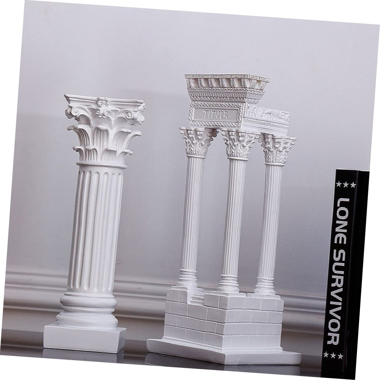 MUCKLILY Roman Column Sculpture Garden Roman Pillar Statue Small Stand Roman Wedding Pillar Photo Stand Greek Column Statues Photo Ornaments Mini Cake Resin White Simple Household Products