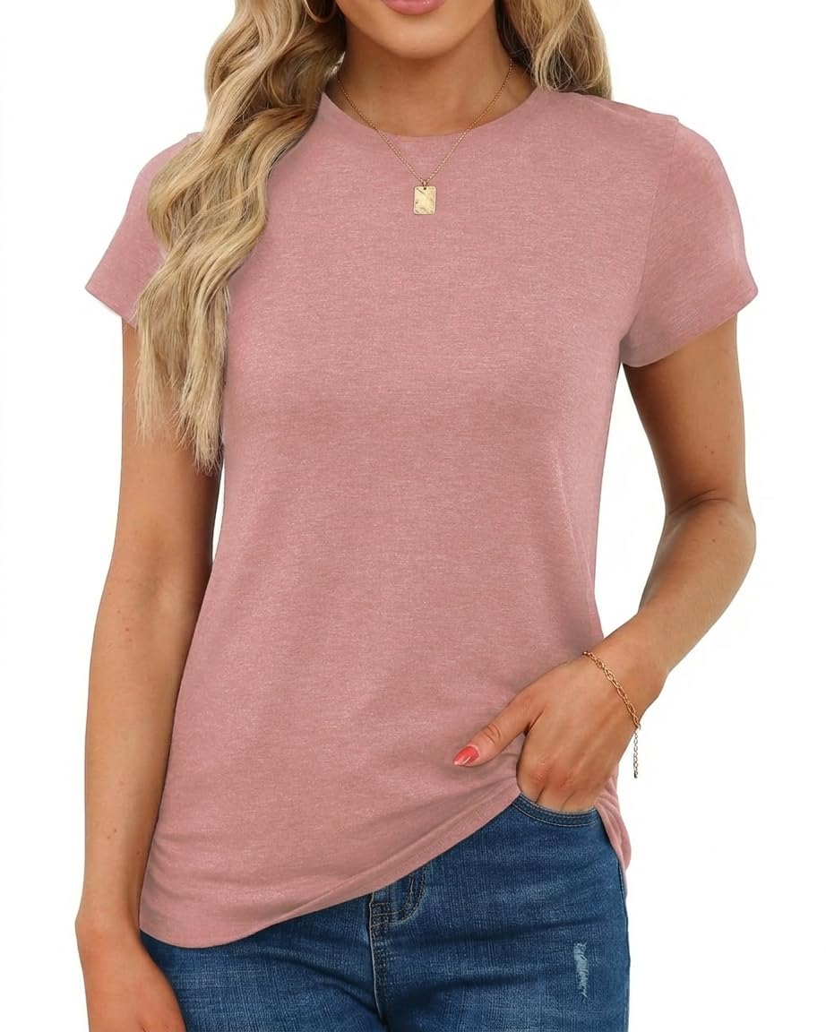 Chicrise T Shirt Damen Sommer Rundhals Flügelärmeln Bluse Kurzarm Elegant Leicht Und Luftig Top Basic Outfit