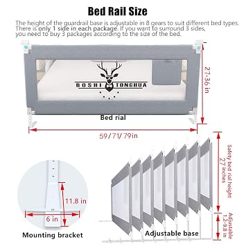 Lsbod Bed Rail for Toddlers,Baby Bed Rail Guard for Kids,Safety Side Bedrail for Twin,Double,Full,Queen,King Size Bed(1side 71 Lx27 H)