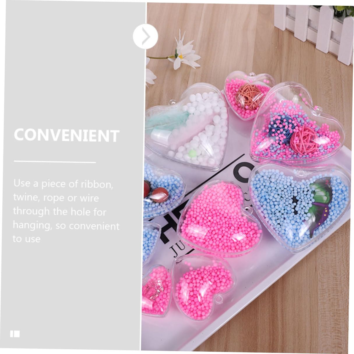 12 Piezas Bolas Colgantes de Plástico Transparente Forma de Corazón 10 Cm, Adornos Rellenable para Manualidades y Decoración Navideña, Bodas y San Valentín