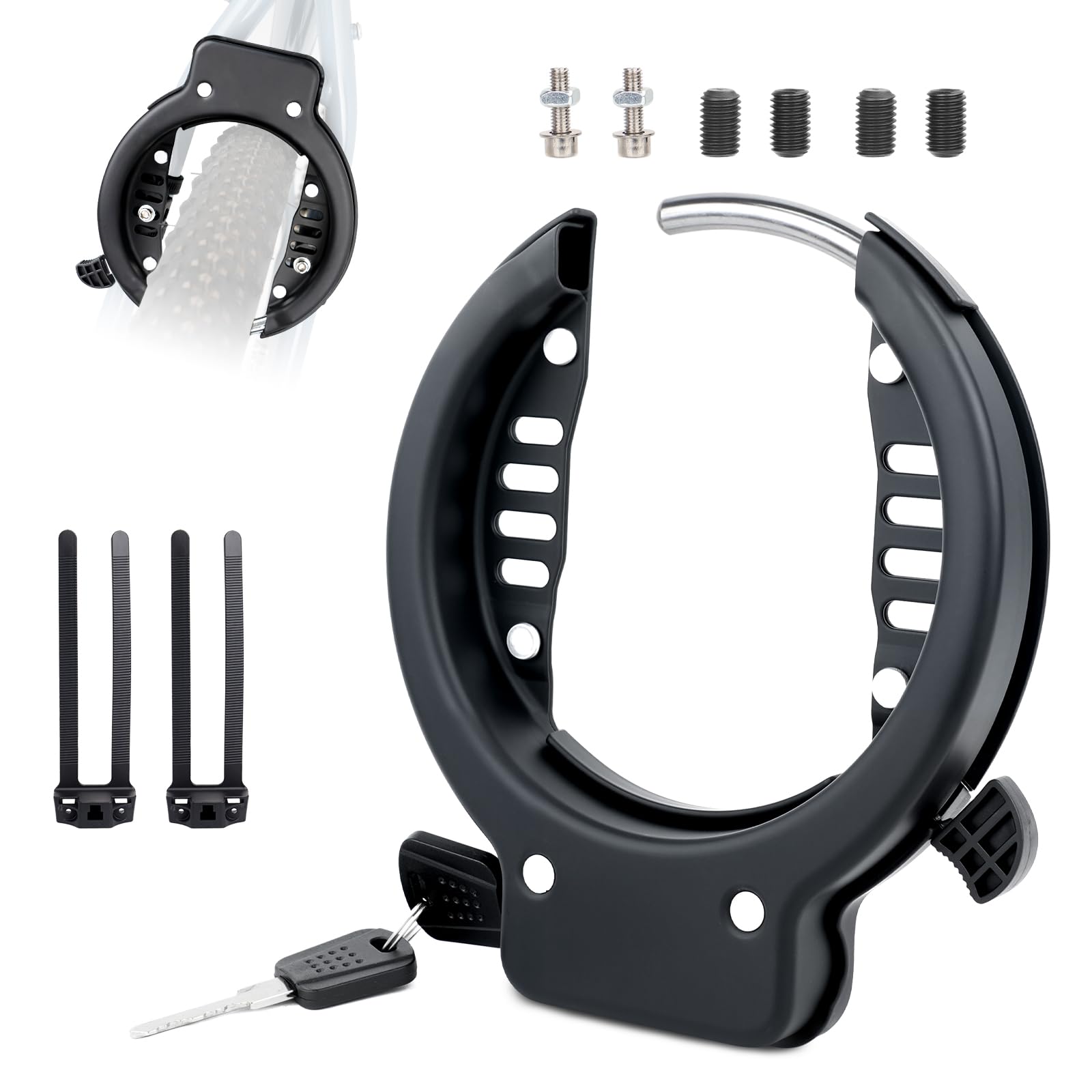 WEEROCK Bicycle Frame Lock, 65 mm Passage Width, Ring Frame Lock, Bicycle Lock, Security Lock, Anti-Theft Protection (GK106-65 mm)
