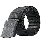 Nylon Belt Outdoor Men's Military Tactical Belt Casual Belt Plastic Automatic Buckle Webbing Belts(Black, Large)