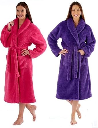 Ladies purple fleece dressing gown Clearance