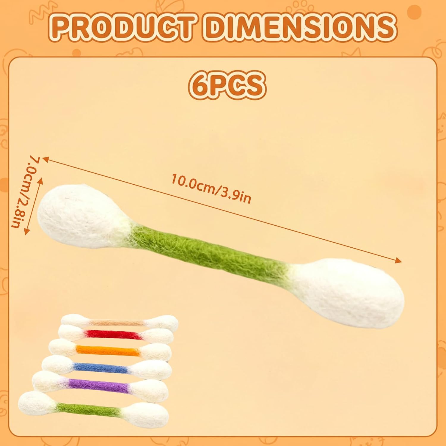 6 PCS Cat Qtip Toy, Interactive Cotton Swab Cat Toy Filled with Catnip image 4