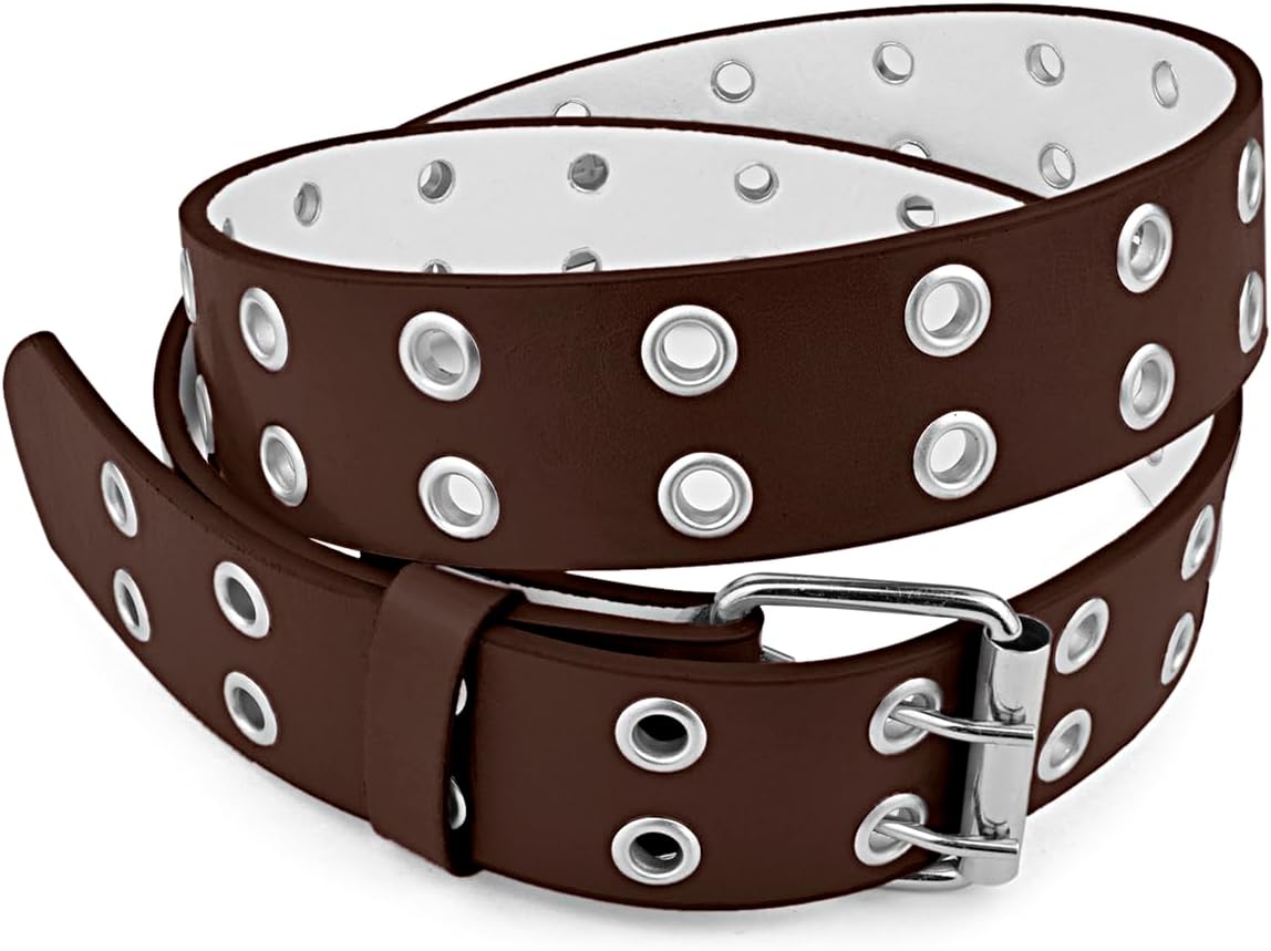 Belle Donne Leather Belt, Double Grommet, Women's Belt, Punk Style, Adjustable Size - Image 3
