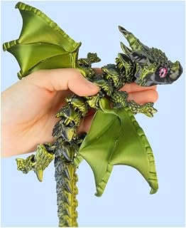 11.8in 3D Printed Green Dragon with Wings Collectible Figurine for Adult | for Home Office Executive Desk Decor