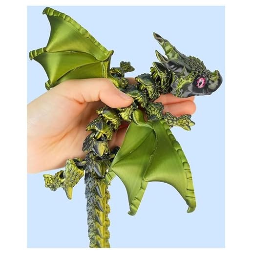 11.8 Inch 3D Printed Green Dragon with Wings Collectible Figurine for Home Office Executive Desk Decor