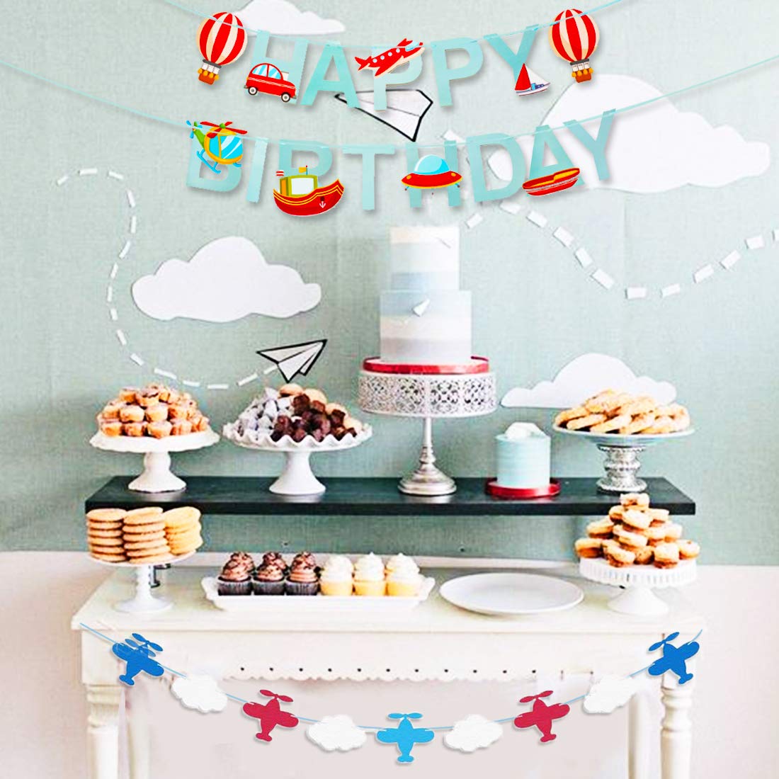 Buy JOYMEMO Plane Birthday Decorations for Boys Vintage Airplane Cloud