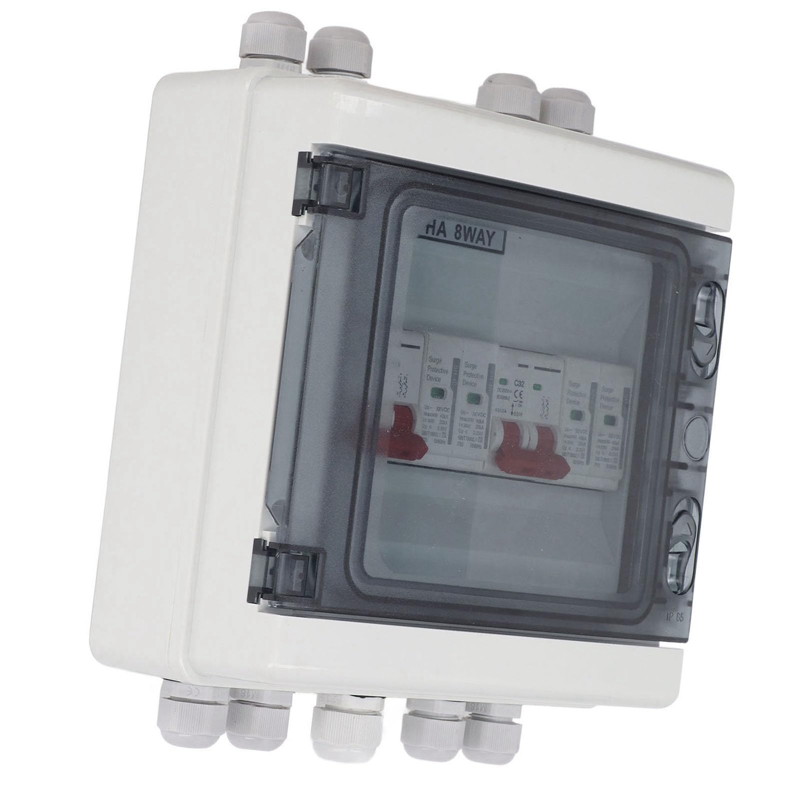 AUNMAS Sezionatore Solare DC500V Scatola Combinata Fotovoltaica 32A 2 in 2 Out IP65 Resistente All'acqua con Interruttore Automatico di Protezione da Sovratensione per di Griglia