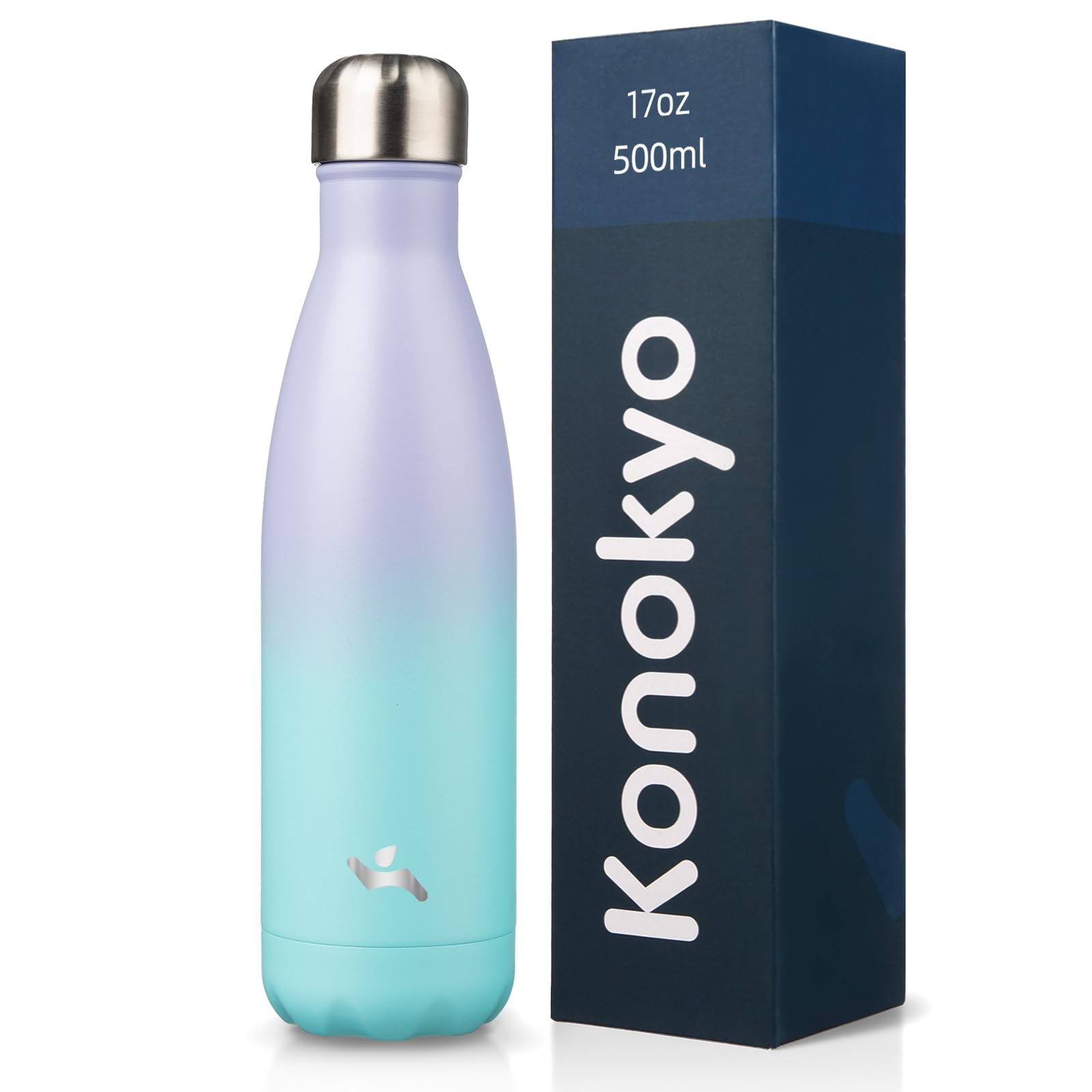Konokyo 17 oz Insulated Stainless Steel Water Bottle, Lavender Green