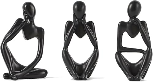 Octdays Estatua negra de pensador para decoración del hogar, escultura abstracta moderna, figuras coleccionables de resina para sala de estar,
