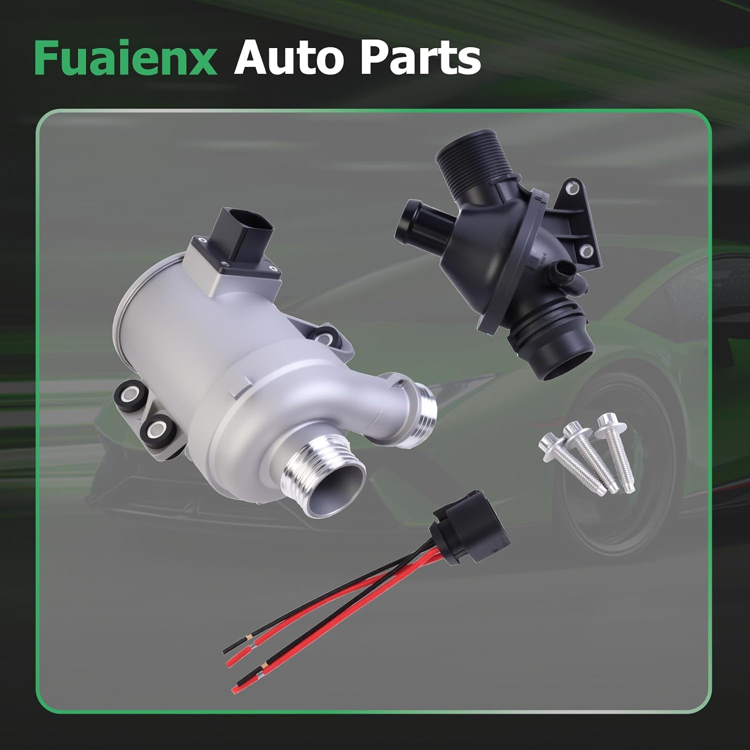 11518635089 Electric Engine Water Pump w/Thermostat Fit for BMW 320i, 320i xDrive, 328i, 328i GT xDrive, 328i xDrive, X5, 528i, 528i xDrive, X3, 428i, 428i Gran Coupe, 428i xDrive, X1 2.0L