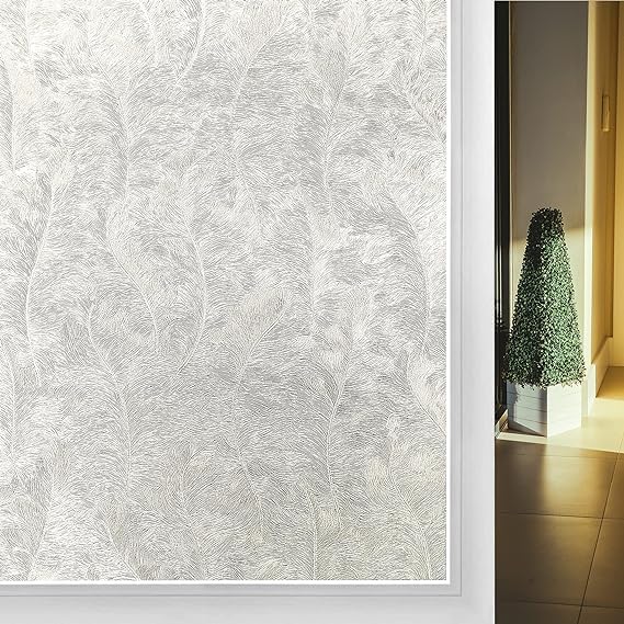Buy SIA VENDORS® Window Privacy Film with Feather Design Static Cling