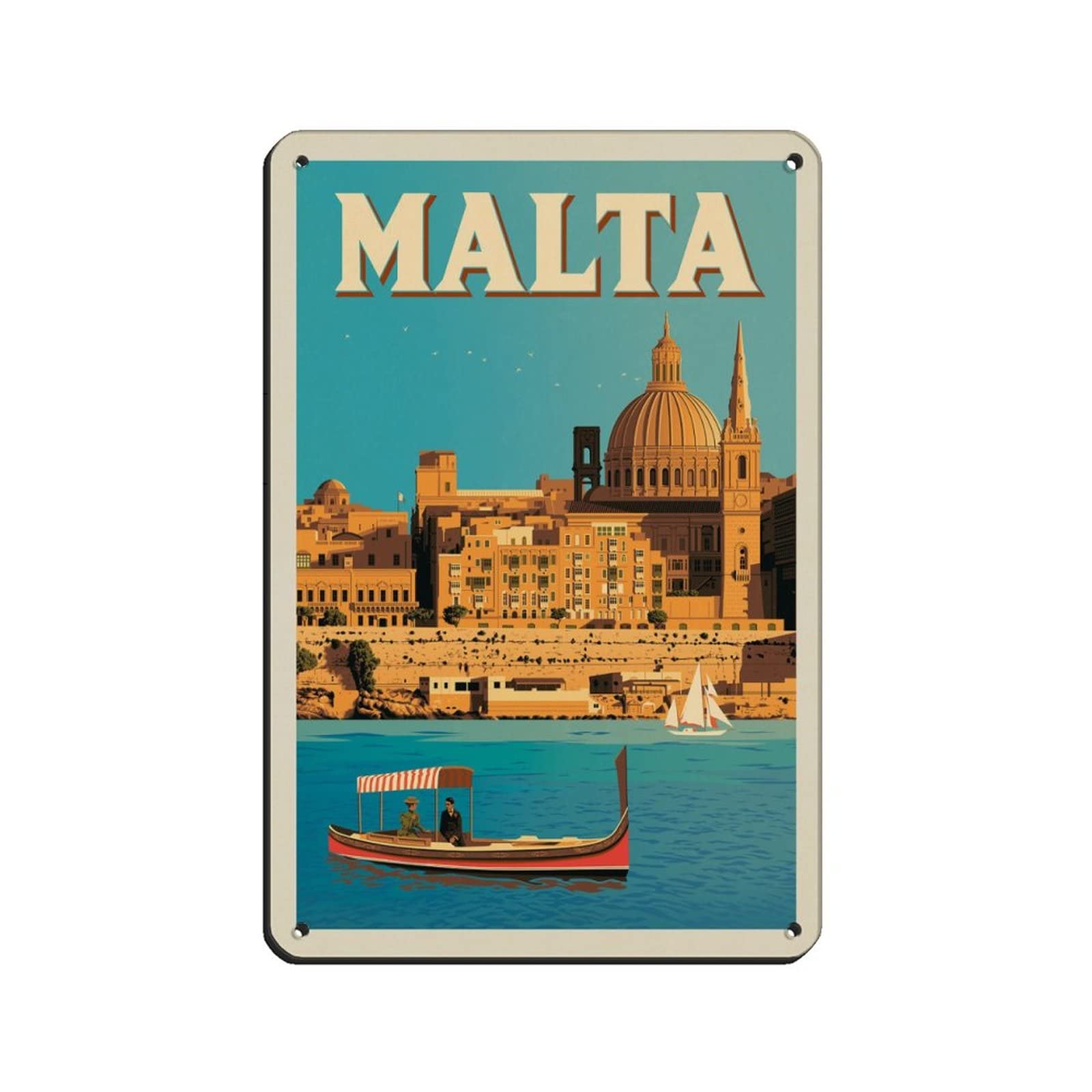 Nprzm A118 Funny Tin Signs Malta Travel Tin Signs Painting Cafe Opera House Art Wall Decoration Plaque 15X30cm