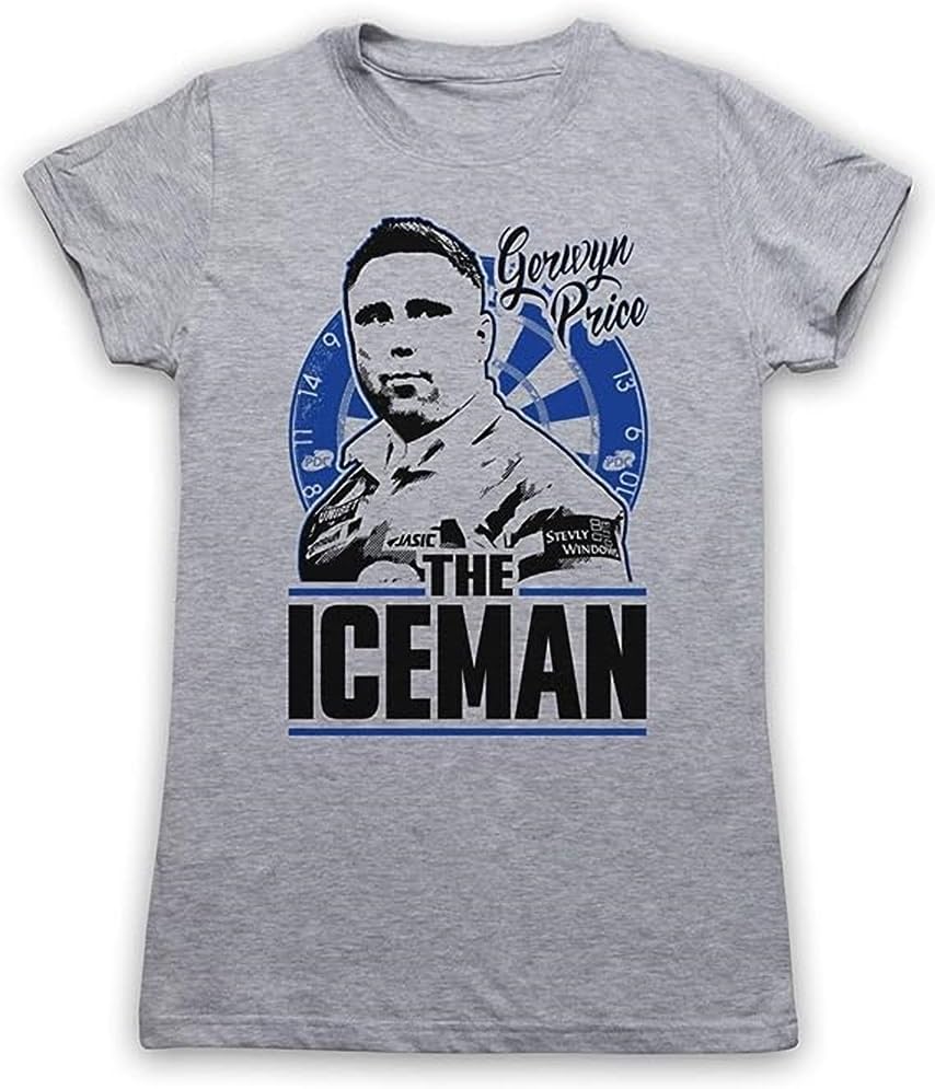 My Icon Art & Clothing Gerwyn Price The Iceman Darts Tribute Welsh Player T-Shirt Femme Gris Gris