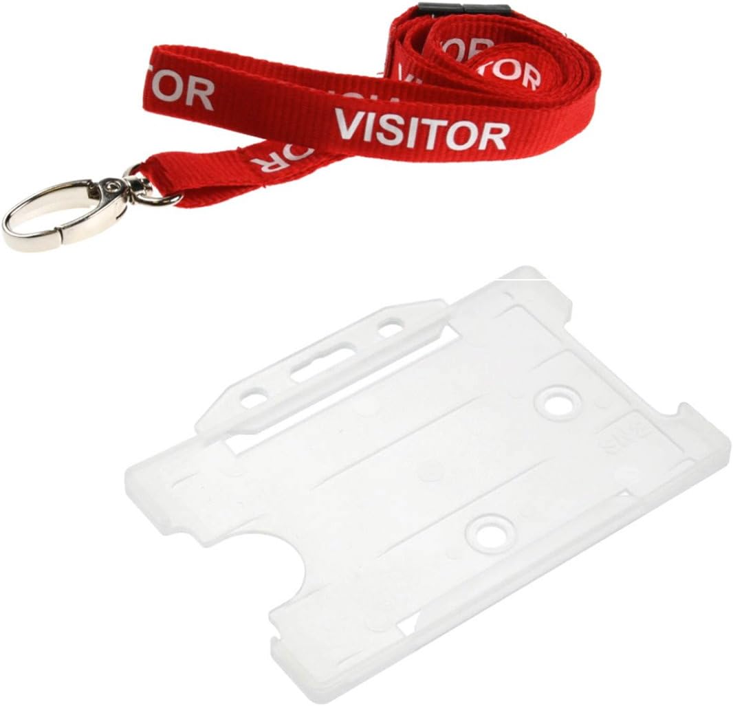ID Card It ID Card Holder with Visitor Neck Strap Lanyard - Metal Clip (Pack of 20)