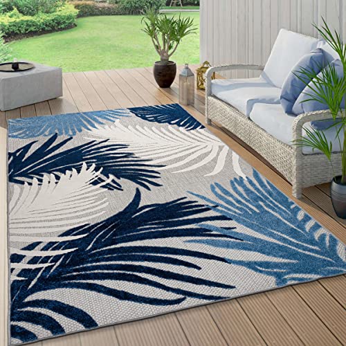 Rugshop Lucca Contemporary Floral Indoor/Outdoor Area Rug 3'3"X5' Navy #TOP5
