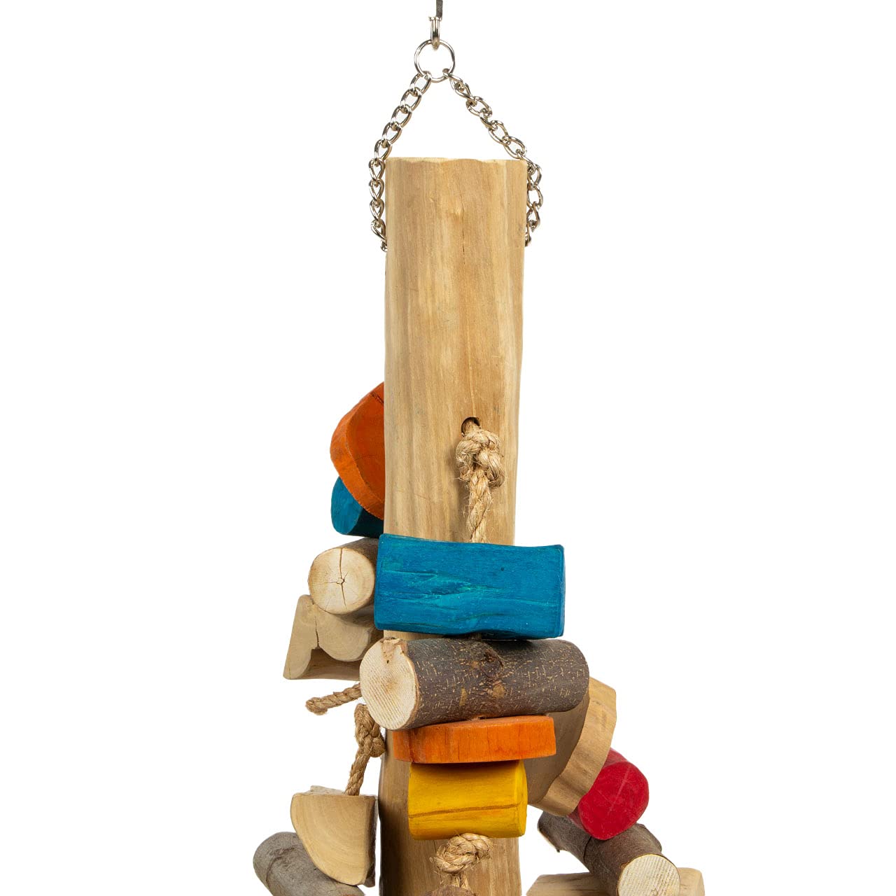 HappyBird | Riesen-Holz-Kokusnuss Vogelspielzeug | Gigant Coco Foraging | 100 x 30 x 32 cm | Shredder-Spielzeug für Papageien