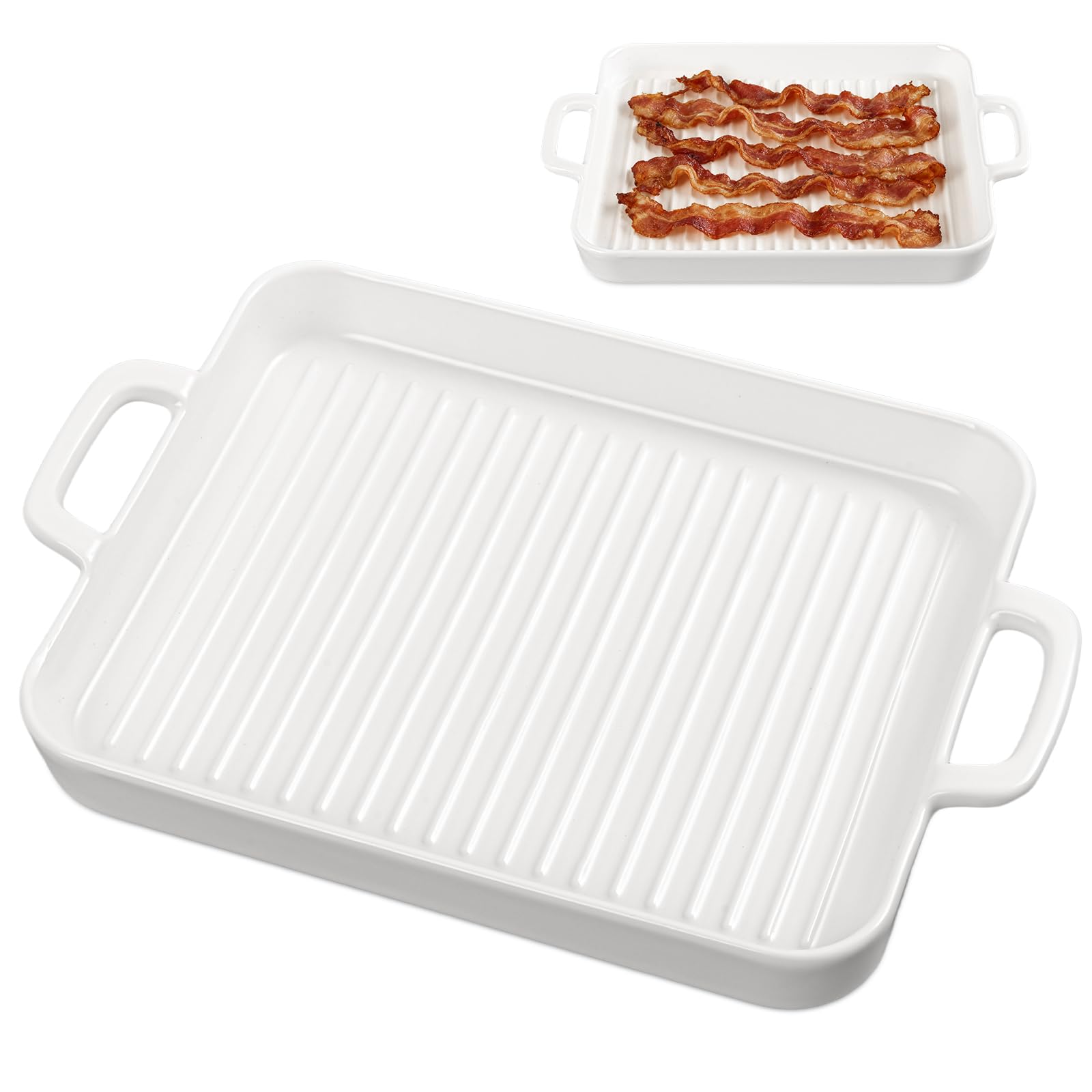 Plateau à bacon en céramique pour micro-ondes et plaque de cuisson four