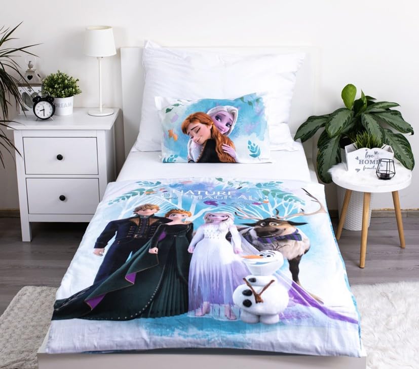 Jerry Fabrics Children's Bed Linen 100 x 135 cm Toddler Baby Bed Bedding Set Cotton Duvet Cover Oeko-Tex Standard for Frozen Anna Elsa Olaf Sven Kristoff - Image 2
