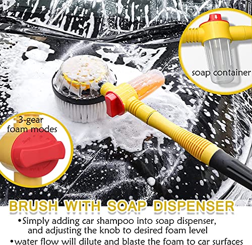 Kujobuy KB Rotating Car Wash Brush With Soap Dispenser & Hose Attachment, Soft Bristle Car Spin Mop Washing Scrub Brush Long Handle thumb #2