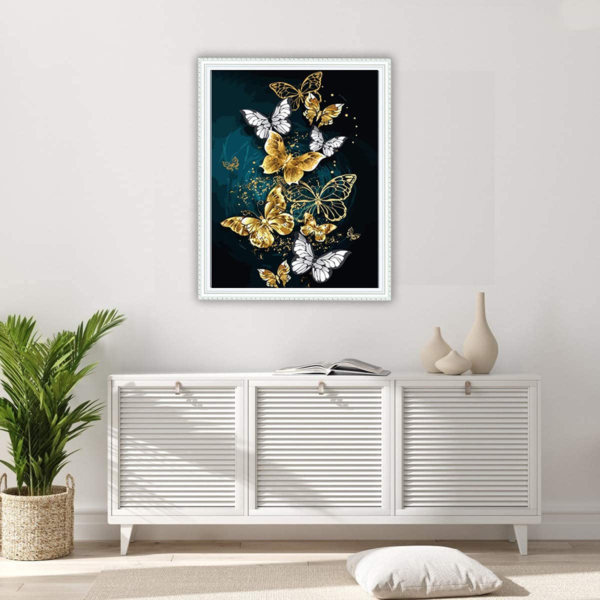 Maysurban DIY Point de Croix Kit de Broderie,11CT Cross Stitch Embroidery Starter Kit,Fil de soie papillon 35x50cm