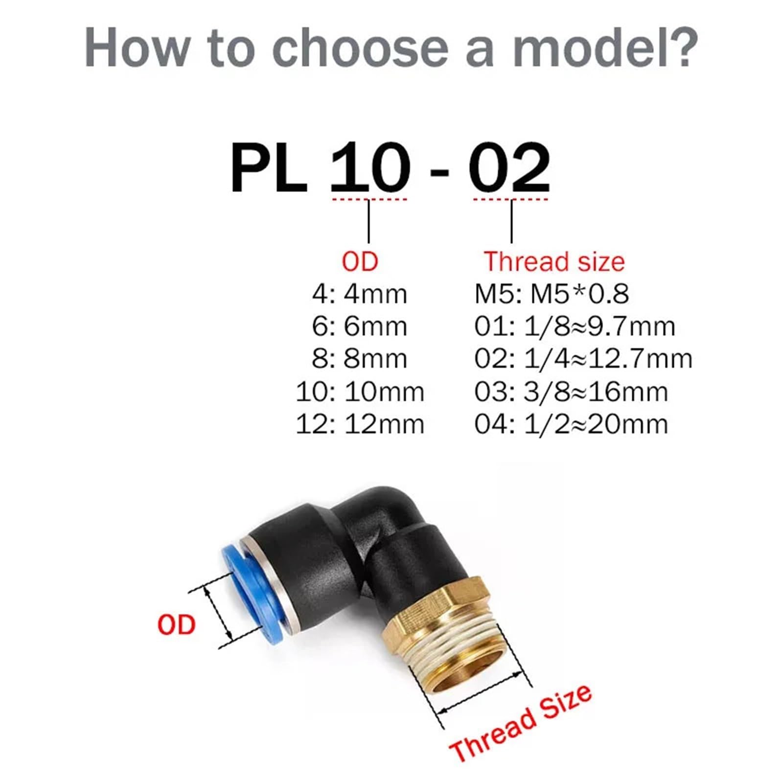 Conector rápido neumático PL, codo roscado PL6-01/8-02/8-04/10-02/12-03, accesorio de manguera de aire, 10 unidades(PL4-M5)