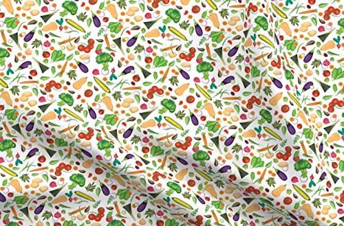 Spoonflower Fabric - Eat White Fresh Vegetables Food Cooking Kitchen Vegetable Eggplant Printed on Minky...