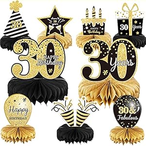 9 Stück 30. Geburtstag Dekoration 30. Geburtstag Mittelstücke für Tischdekorationen Prost auf 30 Jahre Waben…