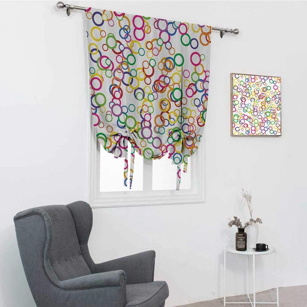 GugeABC House Decor Roman Shades for Windows, Circles Rainbow Party Gatherings Spectrum Round Summertime Joy Window Covering, 35" x 64"