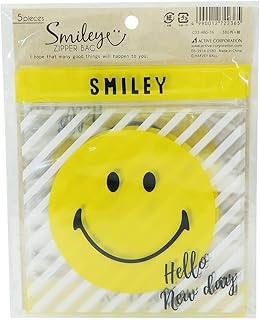 スマイリーフェイス[小分けビニール袋]ジッパーバッグ 5枚セット/ABG-36 Smiley Face