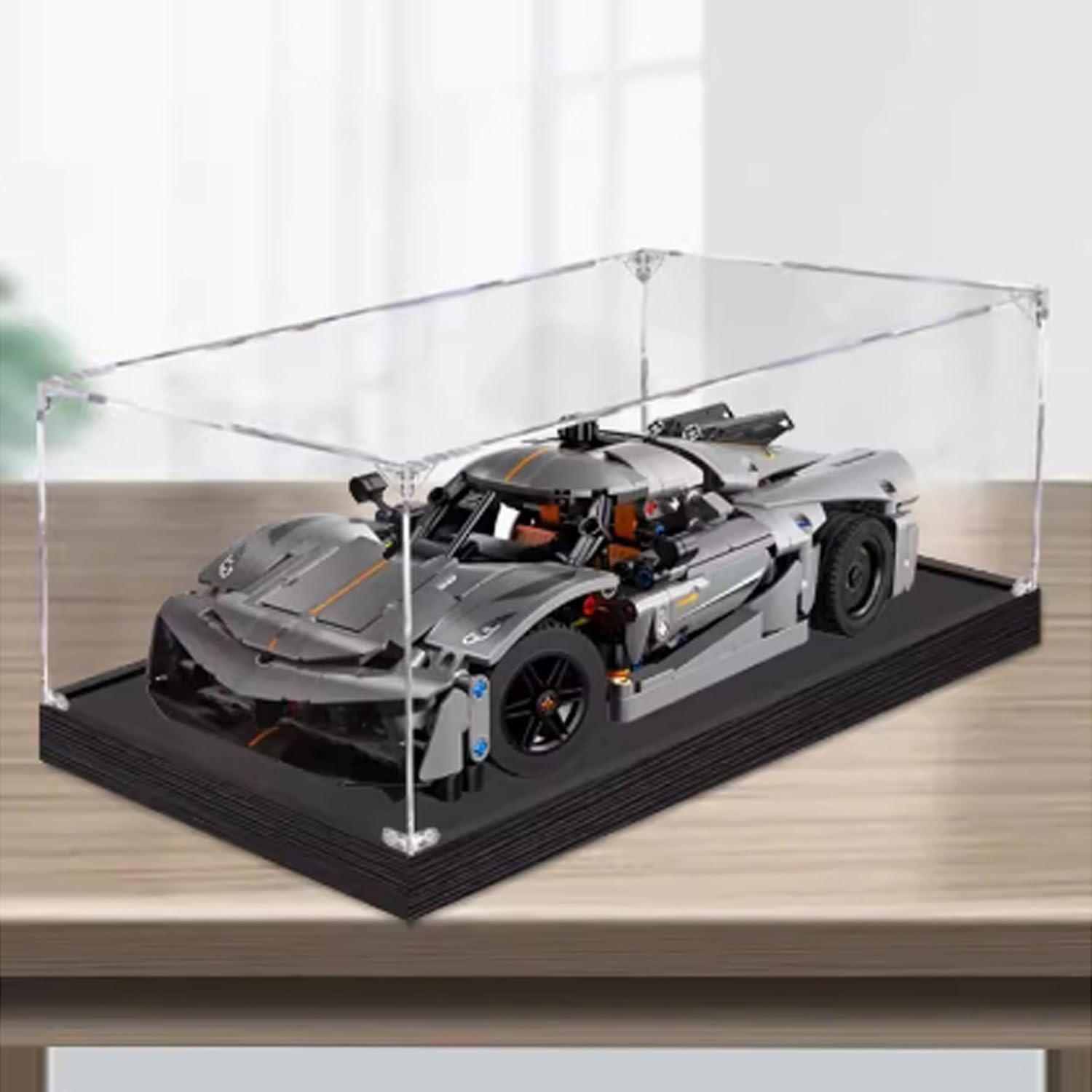 Premium Transparent Acrylic Display Case for Lego 42173 Sports Car, Dustproof Display Case - Compatible with Lego 42173 Models (Case Only) (Backgrounds 3mm)