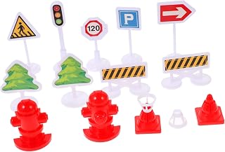 Toddmomy 4 Juegos Tráfico Miniatura Juguete Educativo de Simulación de Barricadas Tráfico Seguridad Vial
