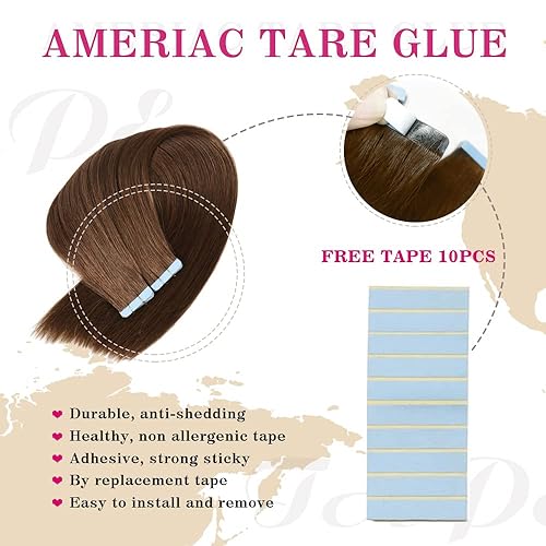 Miniatura 4 de Extensiones de cabello humano con cinta adhesiva, extensiones de cabello humano Remy 100% real, extensiones de cabello humano lacio sin costuras,