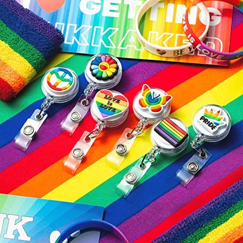 Eartim 6Pcs Lgbtq Pride Retractable Badge Holders, Rainbow Gay Lesbian Lgbt Badge Reel Holder With Metal Clip Id Card Badge Holder Name Tag For Love Is Love Gay Pride Accessories Lgbt Party Supplies #TOP3