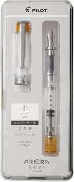 Iro-Ai Pilot Fountain Pen, Clear Orange, Fine Point, P-FPR-1-TO-F with Original Stylus Ballpoint Pen Stylus
