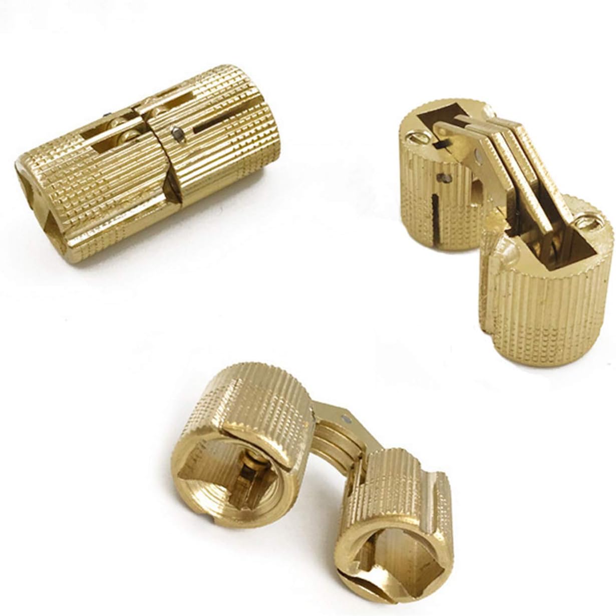 MIAO JIN 12 Pcs 10mm Brass Barrel Hinges Hidden Invisible Cabinet Furniture Hinges Concealed 180 Degree Opening Angle