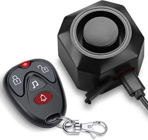 WSDCAM Alarma de bicicleta recargable por USB con control remoto de 110 dB de volumen alto ajustable inalámbrico sistema de alarma de seguridad de