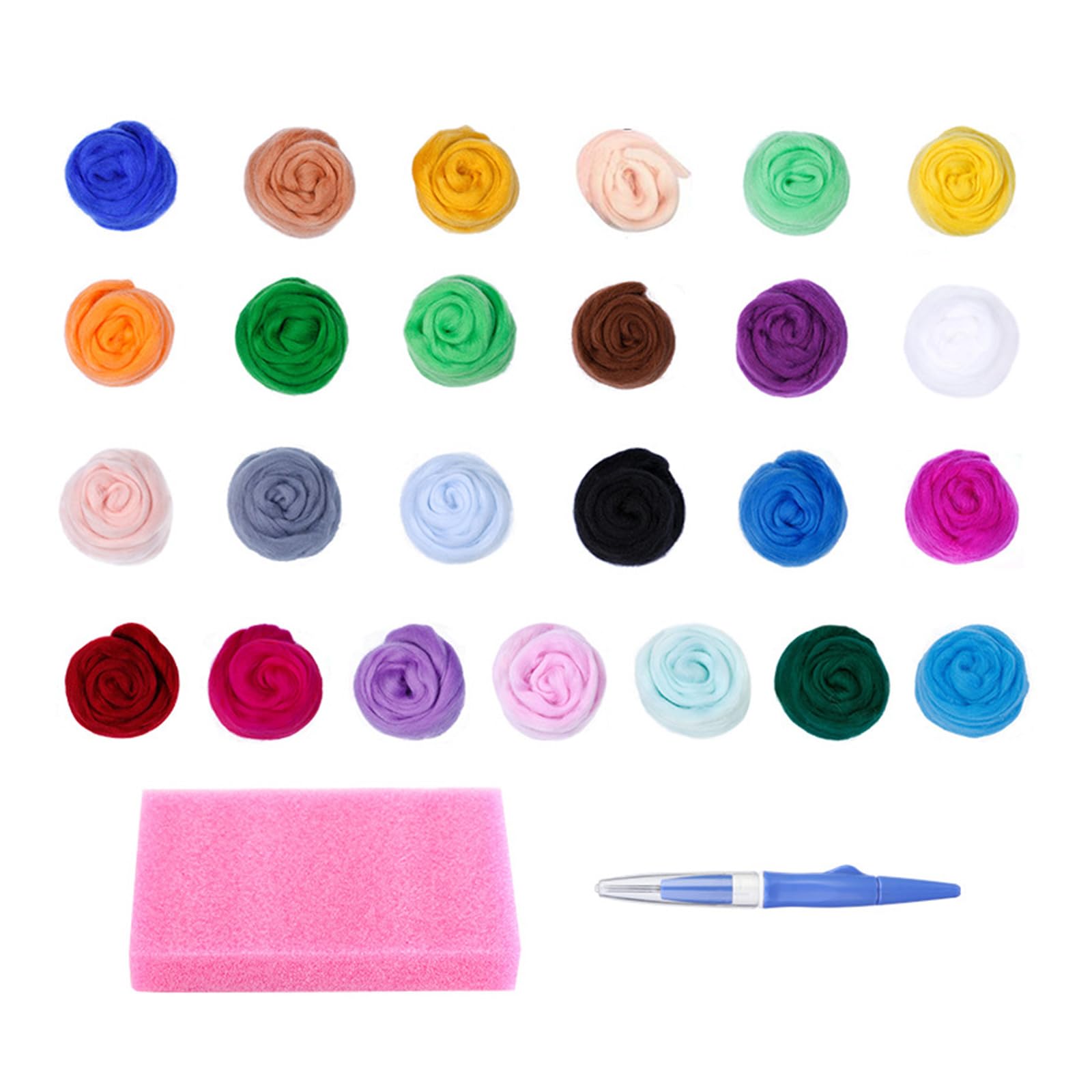Elnwnnkc 7/8 / 9/10 Color Wool Felted Set Needle Felting Supplies for Beginner with Felting Needle Pen and Multicolor Wool Roving Set