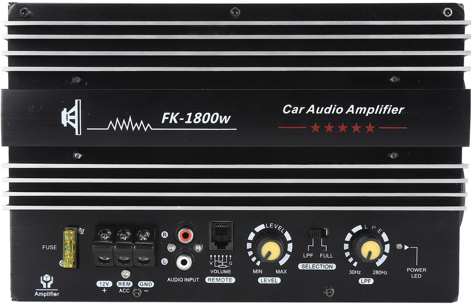Cryfokt Car Amplifier Board, Versatile 12V 1800W High Power Car Subwoofer Amplifier Board for Dual Voice Coil Speaker
