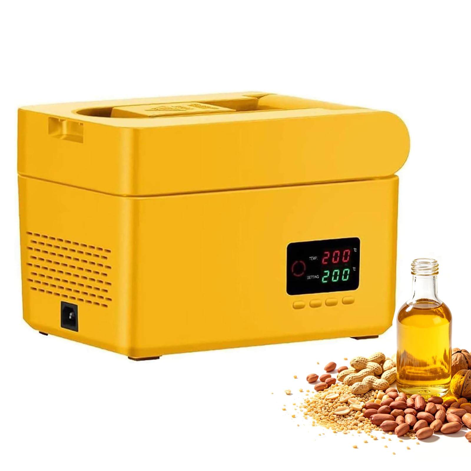 Eoweiot Smart Cold and Hot Oil Extractor, 820W Automatic Oil Press Machine,Temperature Range 40-230°C and Folding Design, for Olive (Yellow)