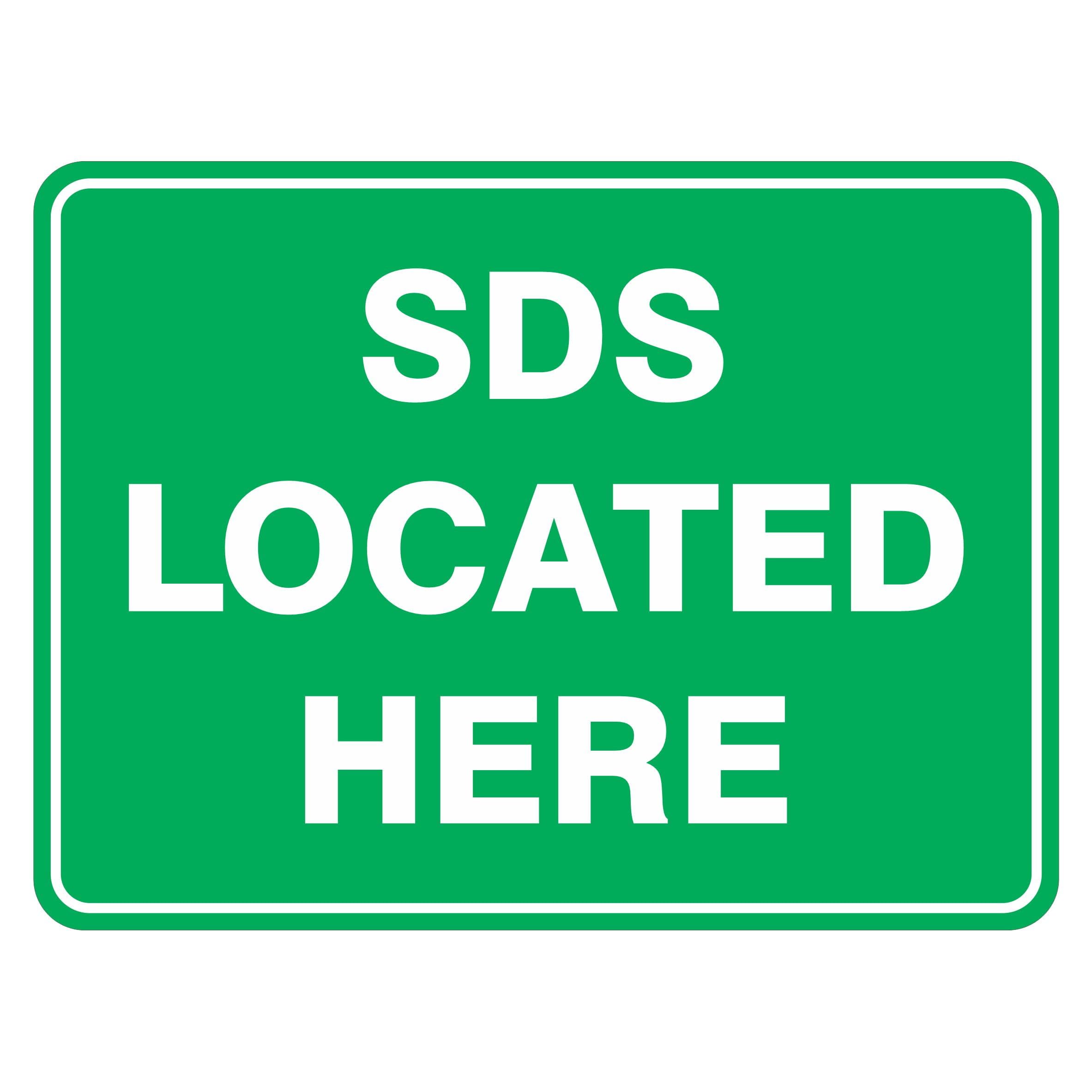 Sds Located Here Emergency Signs Metal Tin Sign 8 x 12 inch for Industrial & Commercial